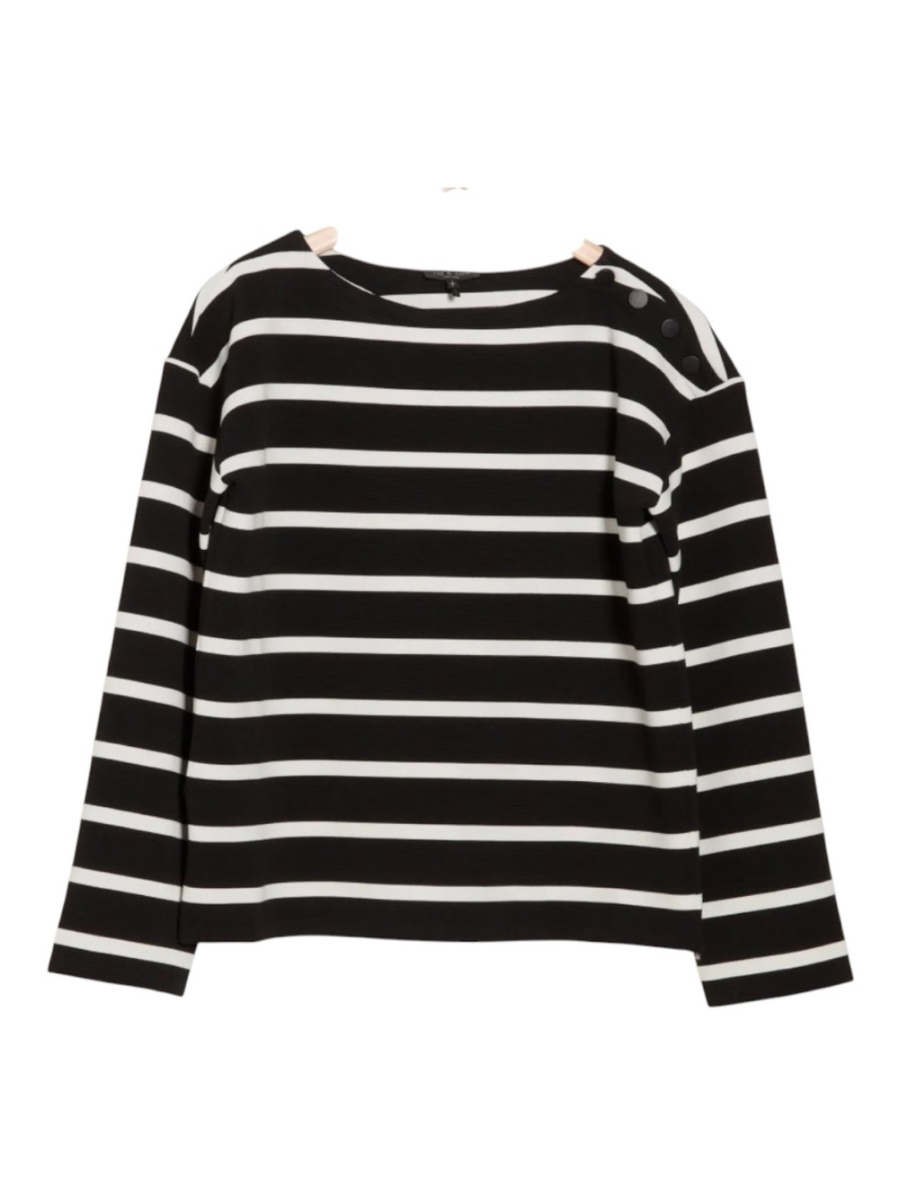rag & bone Irina Women’s Small Textured Stripe Long Sleeve Top Black & White